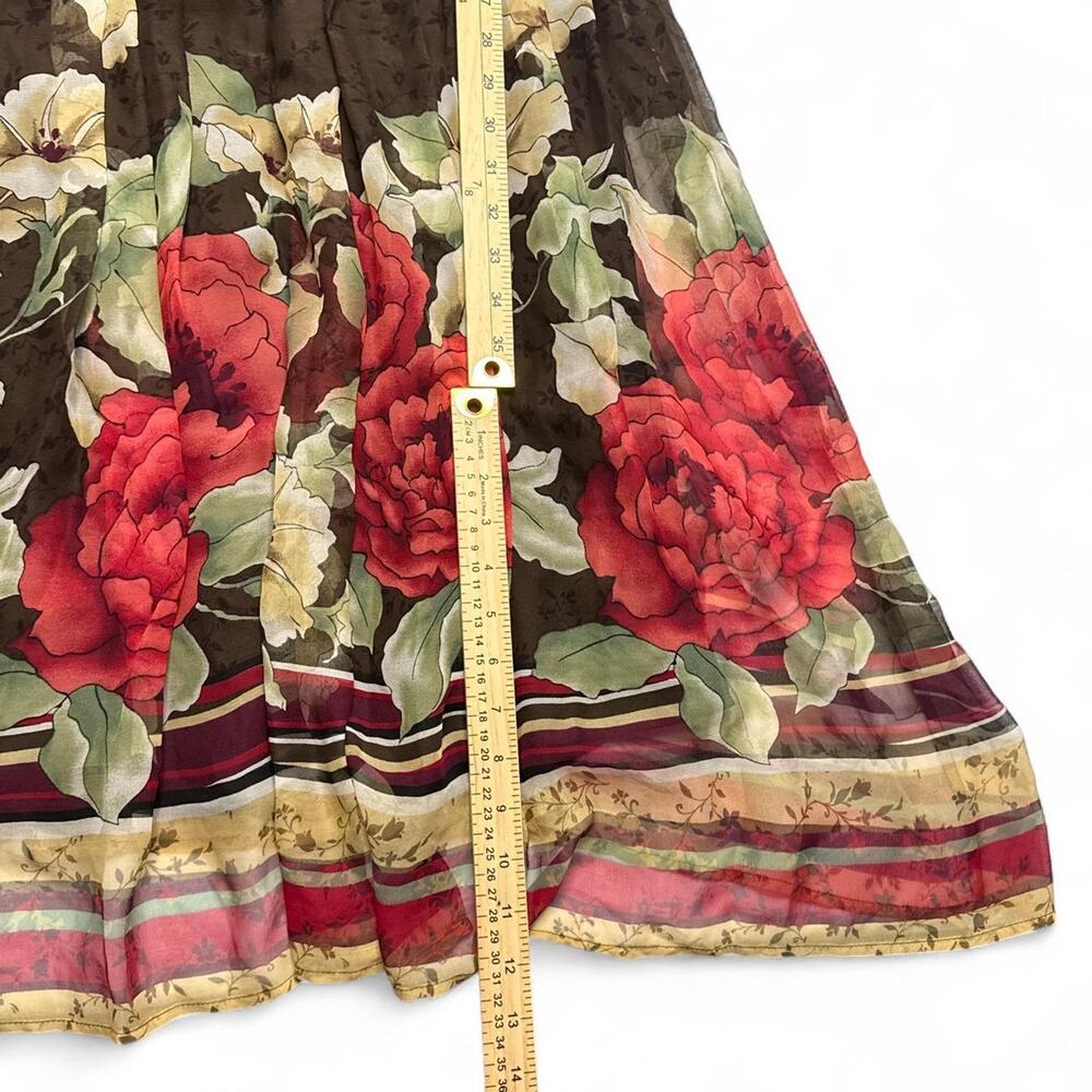 Brown floral maxi dress By Robbi Bee size large with red and beige floral print - Picture 6 of 7